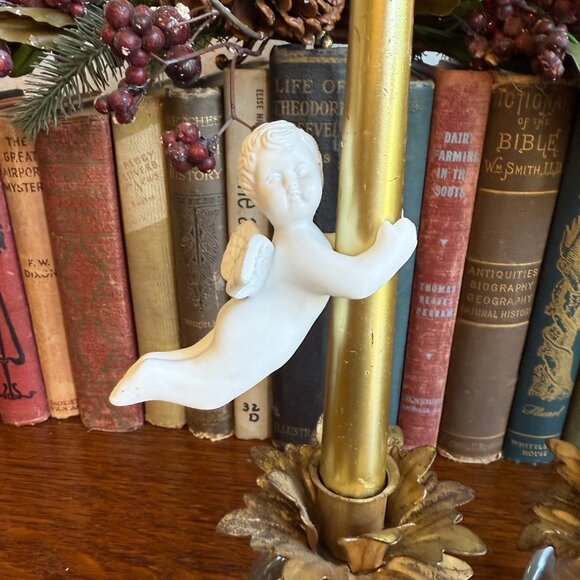 Vintage Porcelain Angel Taper Candle Huggers, Set of 2 - Picture 4 of 13
